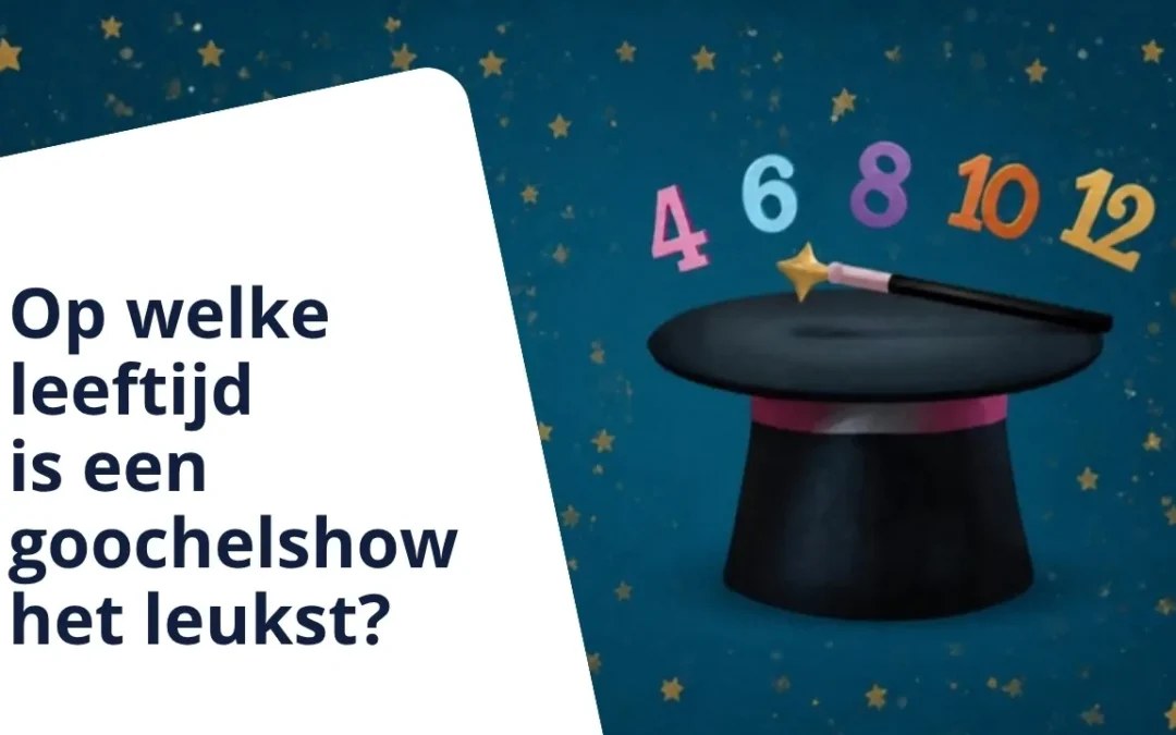 Op welke leeftijd is een goochelshow het leukst? Goochelhoed met toverstaf en de cijfers 4, 6, 8, 10 en 12
